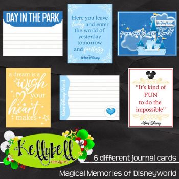 Magical Memories of Disneyworld Journal Cards – Kellybell Designs
