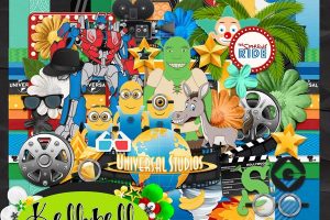 Digital Scrapbook Kit For Ideas and layouts Universal Sudios Minions Shrek Simpsons