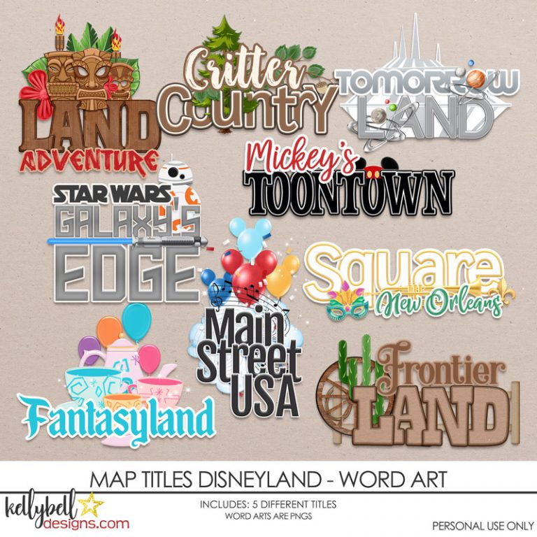 Map Titles Disneyland Word Art - Kellybell Designs