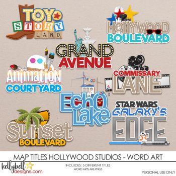 Map Titles Hollywood Studios Word Art - Kellybell Designs