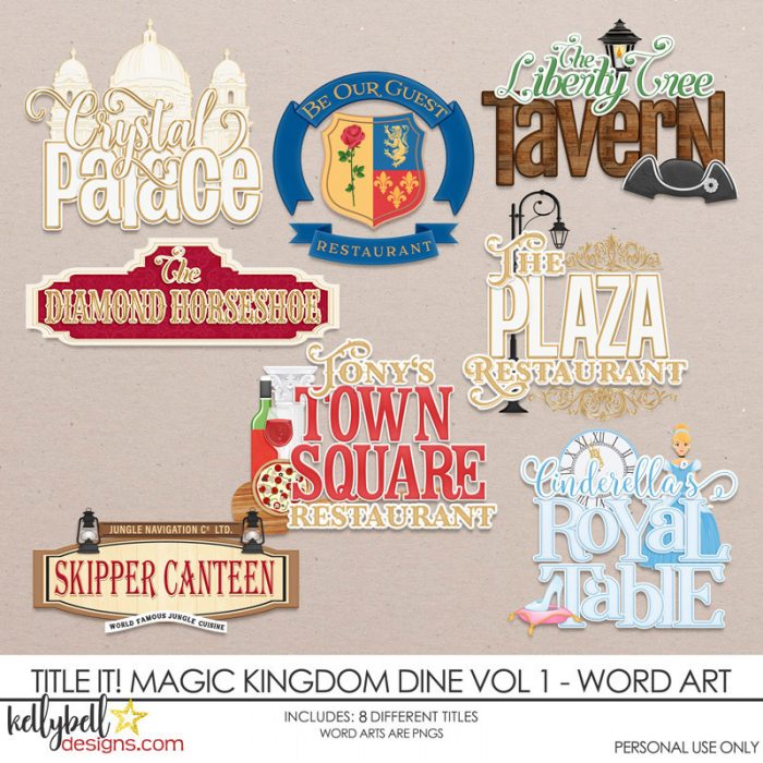 Title It! Magic Kingdom Dine Vol 1 Word Art - Kellybell Designs