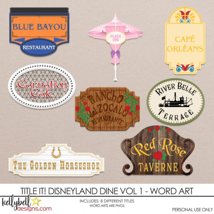 Title It! Disneyland Dine Vol 1 Word Art - Kellybell Designs