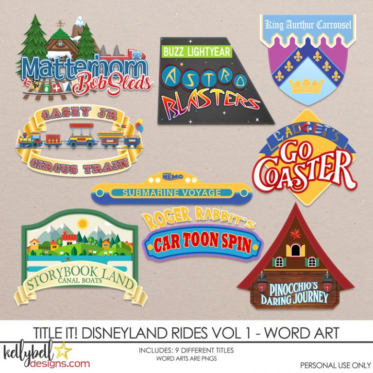 Title It! Disneyland Rides Vol 1 Word Art – Kellybell Designs