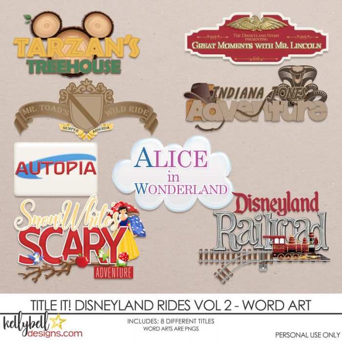 Title It! Disneyland Rides Vol 2 Word Art - Kellybell Designs