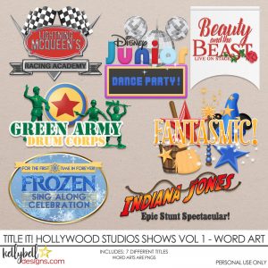 Title It! Hollywood Studios Shows Vol 1 Word Art - Kellybell Designs