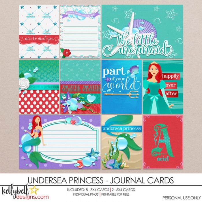 Under Sea Princess Journal Cards - Kellybell Designs