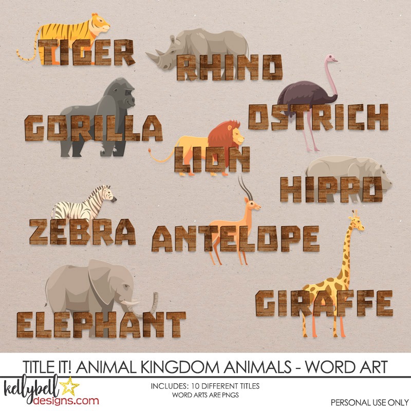 Title It! Animal Kingdom Animals Word Art - Kellybell Designs