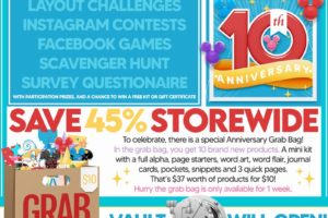 10th Anniversary Celebration – Games, Challenges, Grab Bag, Sale and Vault Opening!