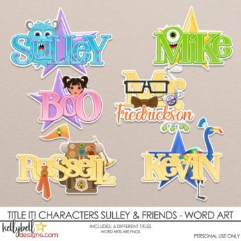 Title It! Characters Sulley & Friends Word Art - Kellybell Designs