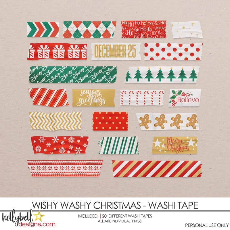Wishy Washy Christmas Washi Tape - Kellybell Designs