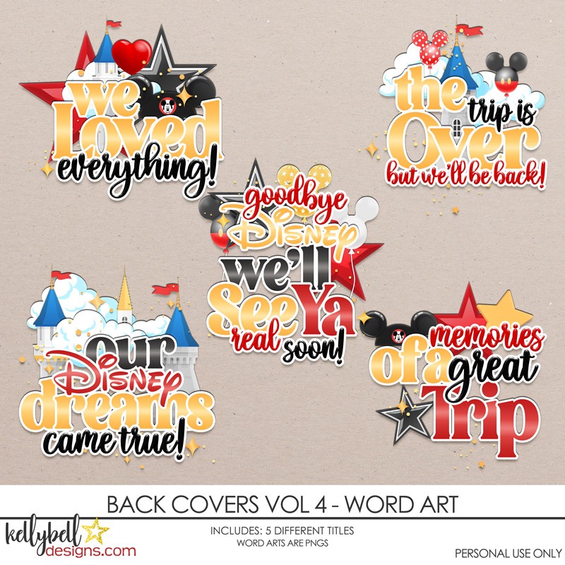 Back Covers Vol 4 Word Art - Kellybell Designs