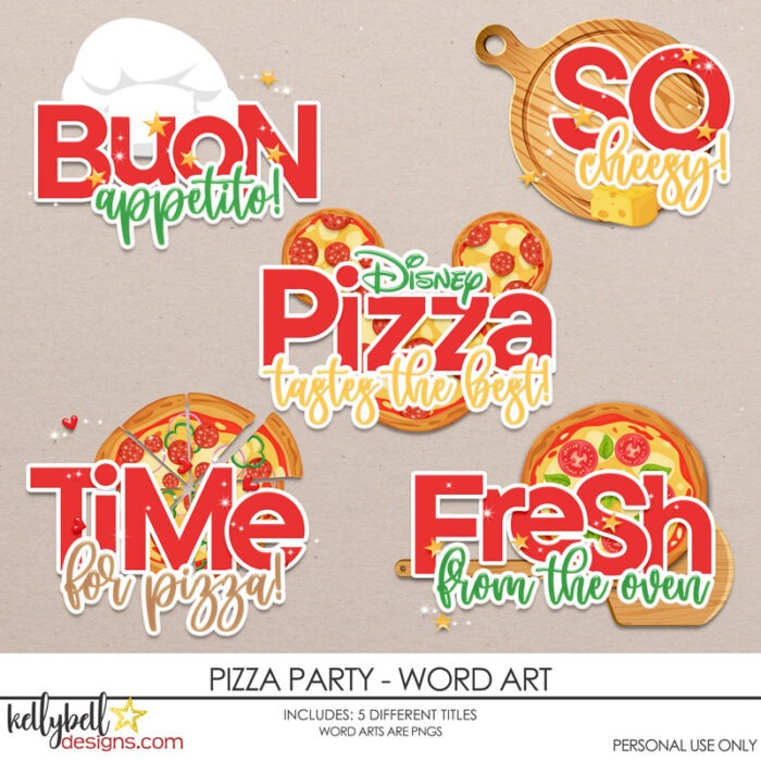 Pizza Party Word Art - Kellybell Designs