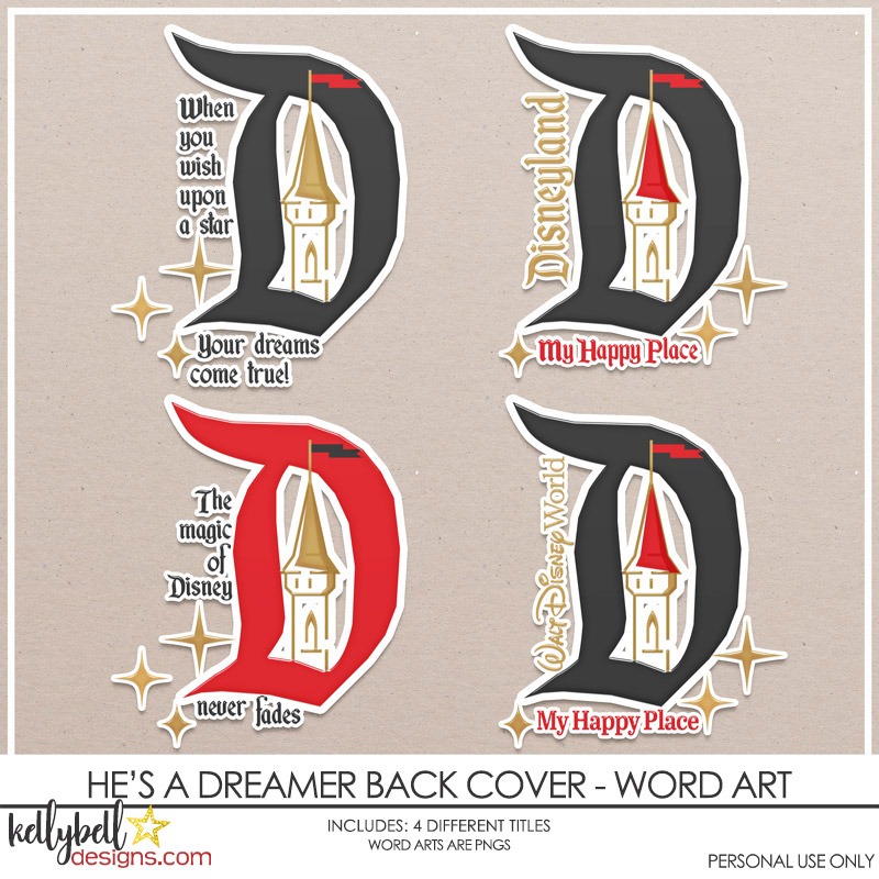 He's a Dreamer Back Cover Word Art