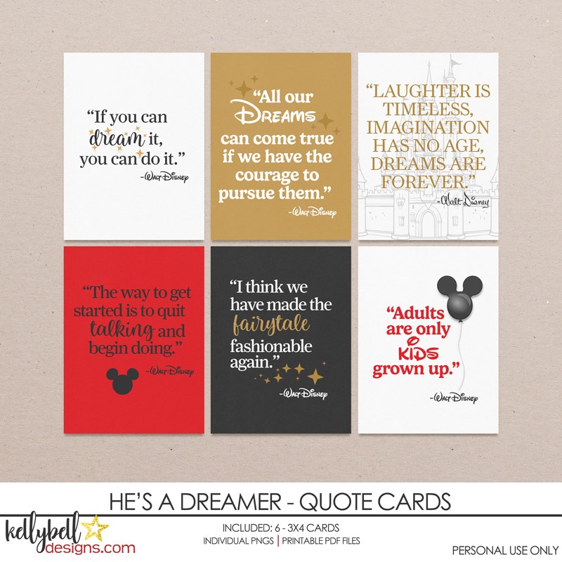 He's a Dreamer Quote Cards
