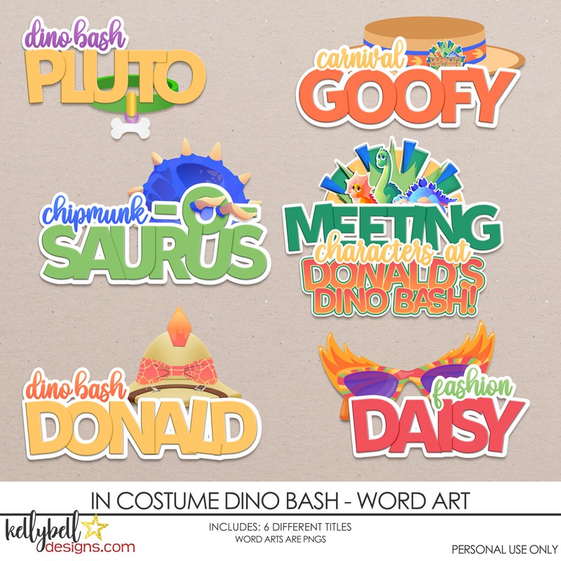 In Costume Dino Bash Word Art