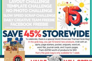 15th Anniversary Celebration – Games, Challenges, Grab Bag, Sale and Vault Opening!