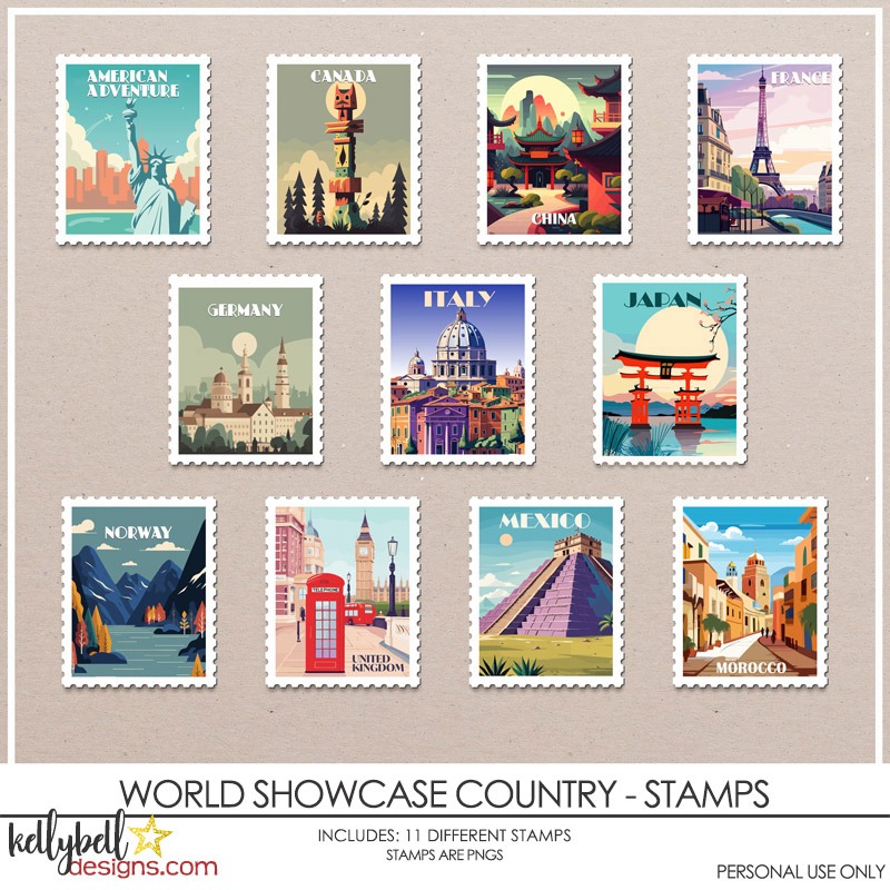 World Showcase Country Stamps
