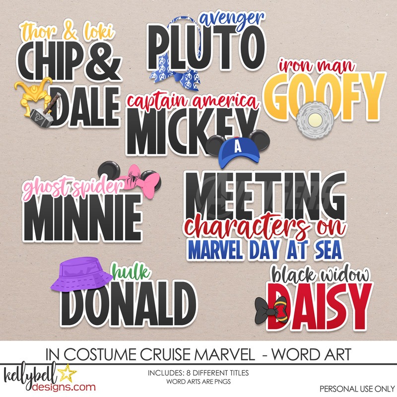 In Costume Cruise Marvel Day at Sea Word Art