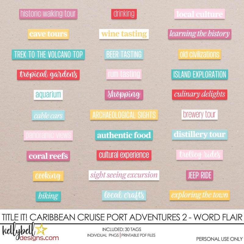 Title It! Caribbean Cruise Port Adventures 2 Word Flair