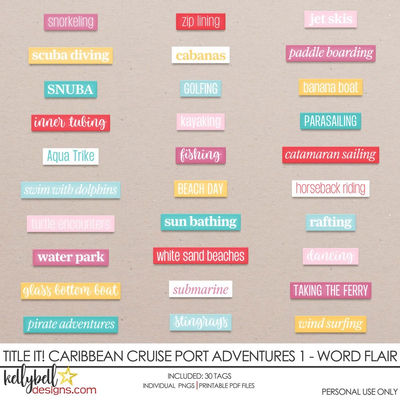 Title It! Caribbean Cruise Port Adventures 1 Word Flair