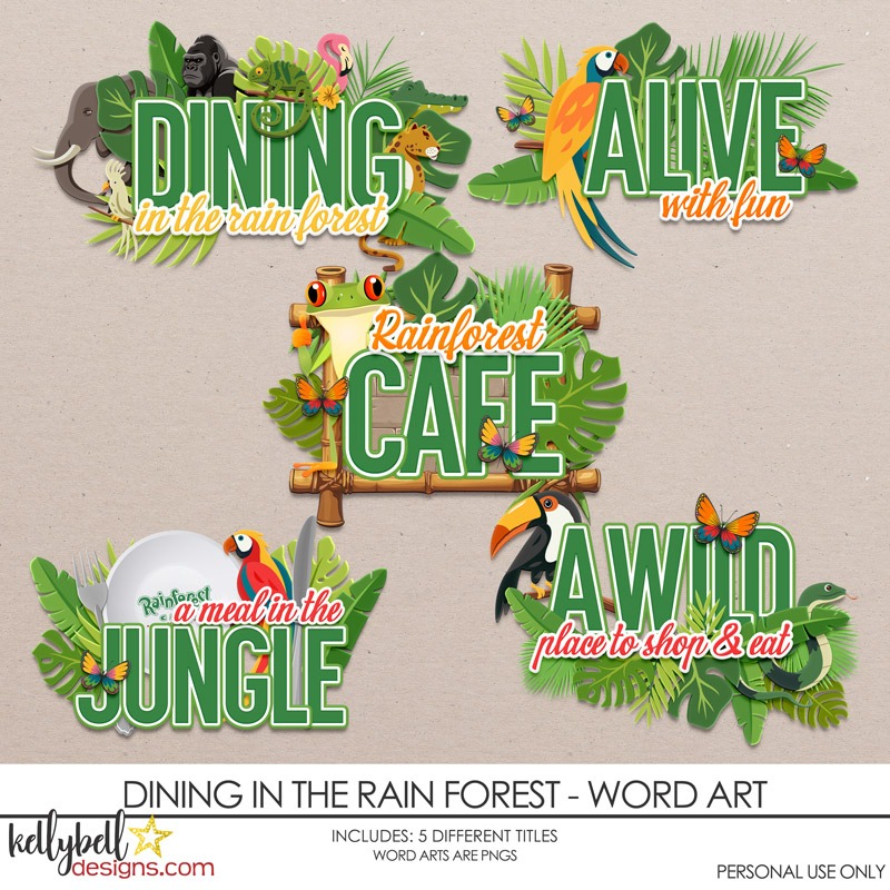 Dining In The Rain Forest Word Art